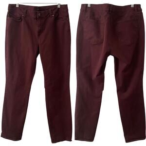 ANN TAYLOR The Skinny Modern Fit Jeans Burgundy Size 14 Stretch Business Casual